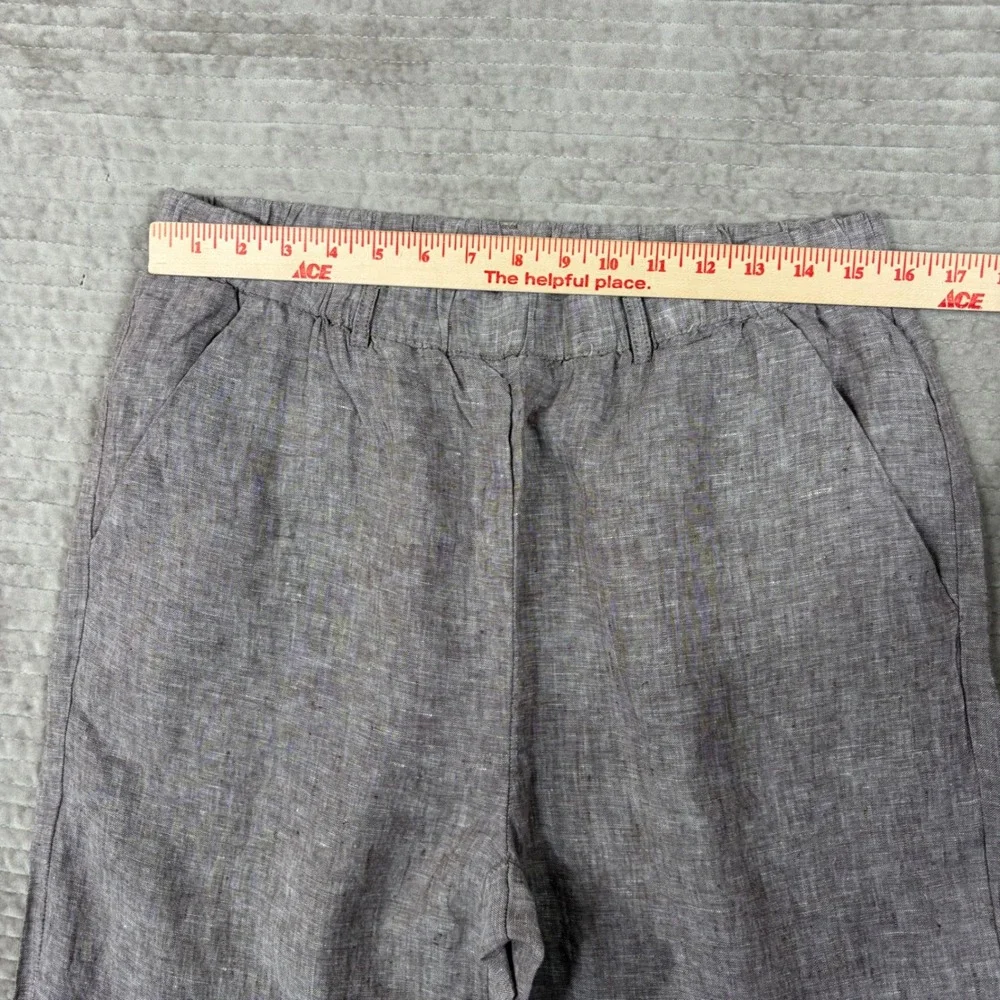Quince 100% European Linen Pants Taupe Brown Chambray Wide Leg Large LB136795